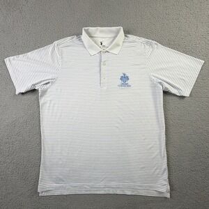 Trump Turnberry Scotland Golf Club F&G Tech Mens Size 2XL Blue White Stripe Polo